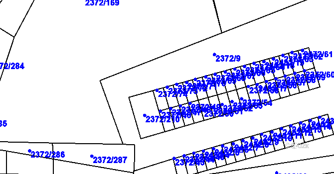 Parcela st. 2372/73 v KÚ Bílina, Katastrální mapa