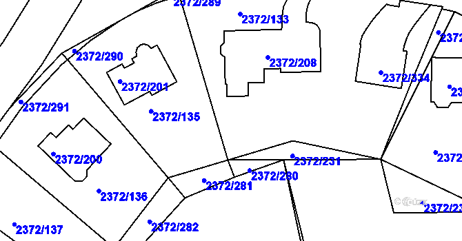 Parcela st. 2372/134 v KÚ Bílina, Katastrální mapa