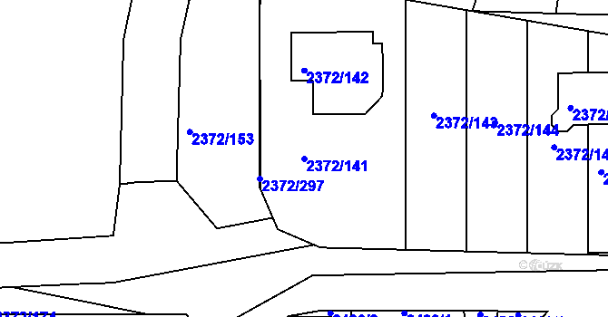 Parcela st. 2372/141 v KÚ Bílina, Katastrální mapa