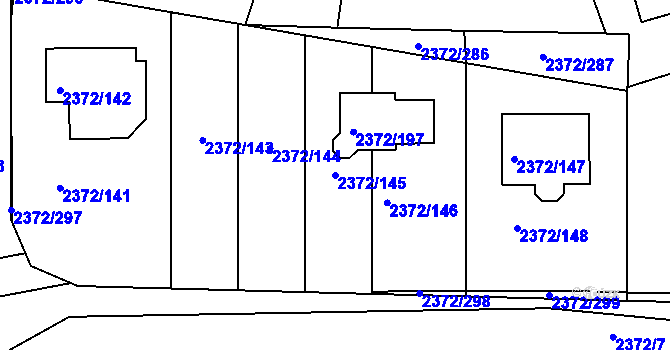 Parcela st. 2372/145 v KÚ Bílina, Katastrální mapa