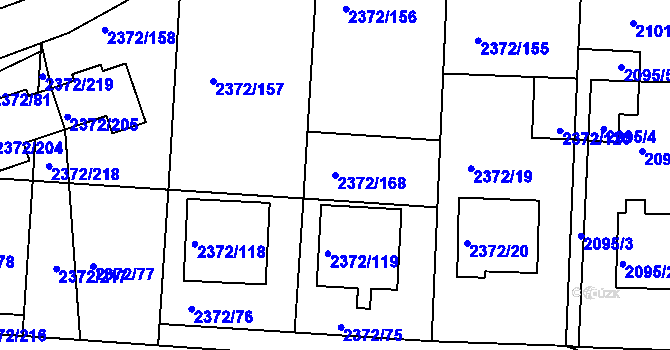 Parcela st. 2372/168 v KÚ Bílina, Katastrální mapa