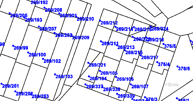 Parcela st. 269/268 v KÚ Bílina, Katastrální mapa