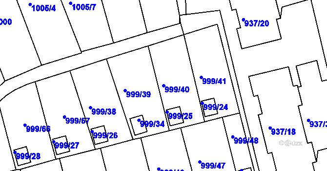 Parcela st. 999/40 v KÚ Bílina, Katastrální mapa