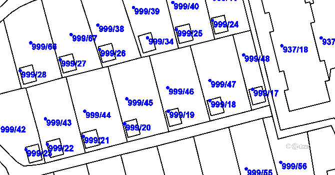 Parcela st. 999/46 v KÚ Bílina, Katastrální mapa