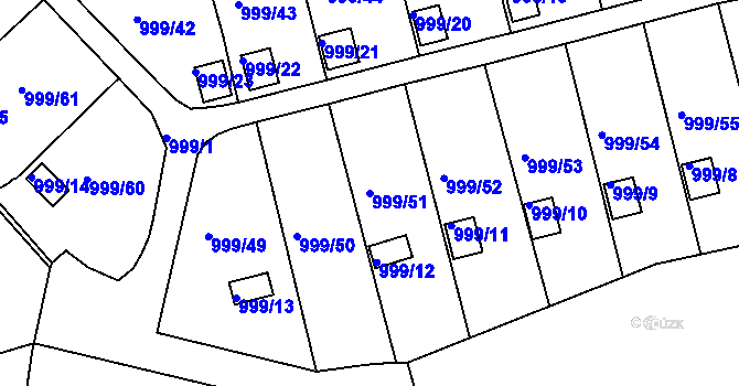 Parcela st. 999/51 v KÚ Bílina, Katastrální mapa