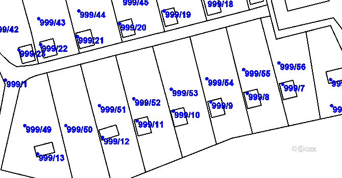 Parcela st. 999/53 v KÚ Bílina, Katastrální mapa