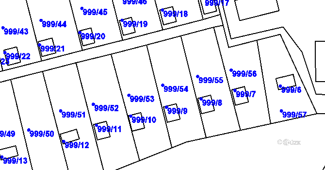 Parcela st. 999/54 v KÚ Bílina, Katastrální mapa