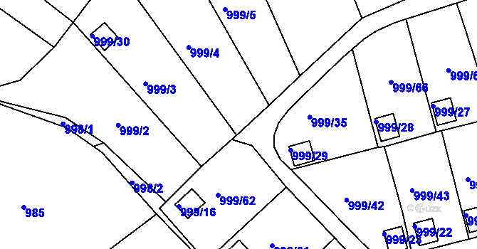 Parcela st. 999/64 v KÚ Bílina, Katastrální mapa