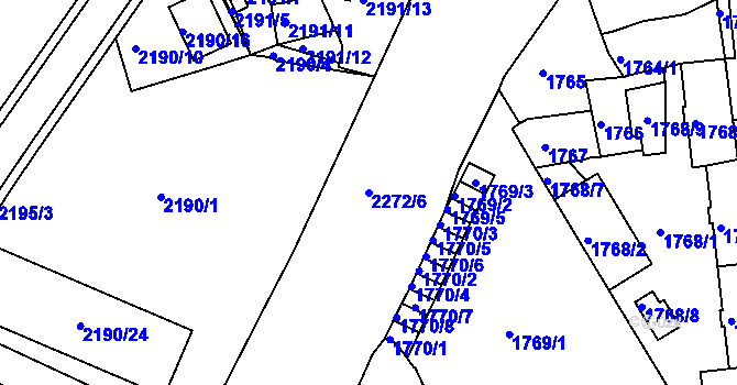 Parcela st. 2272/6 v KÚ Bílina, Katastrální mapa