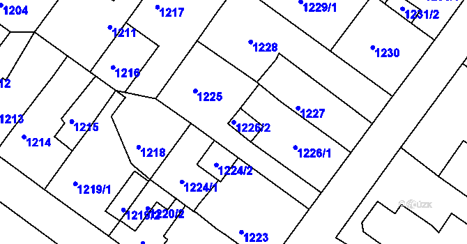 Parcela st. 1226/2 v KÚ Bílina, Katastrální mapa