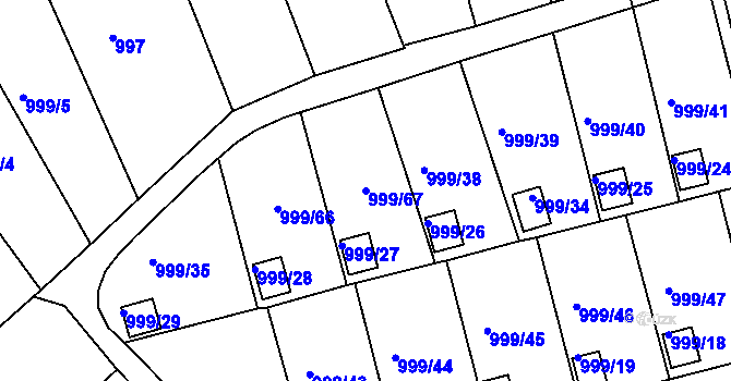 Parcela st. 999/67 v KÚ Bílina, Katastrální mapa