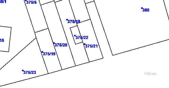Parcela st. 375/21 v KÚ Bílina, Katastrální mapa