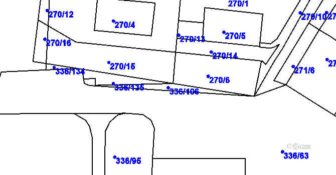 Parcela st. 336/106 v KÚ Bílina, Katastrální mapa