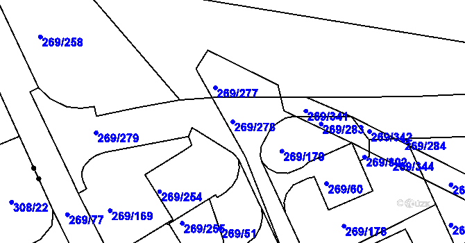 Parcela st. 269/278 v KÚ Bílina, Katastrální mapa