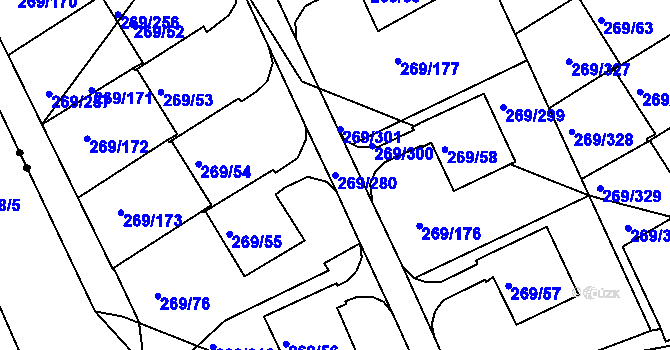 Parcela st. 269/280 v KÚ Bílina, Katastrální mapa