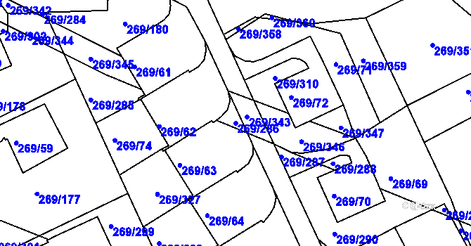 Parcela st. 269/286 v KÚ Bílina, Katastrální mapa