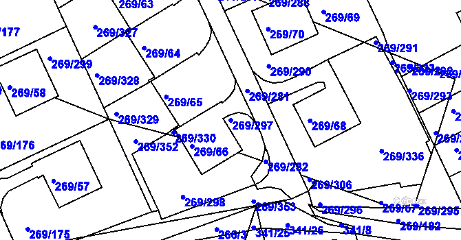 Parcela st. 269/297 v KÚ Bílina, Katastrální mapa