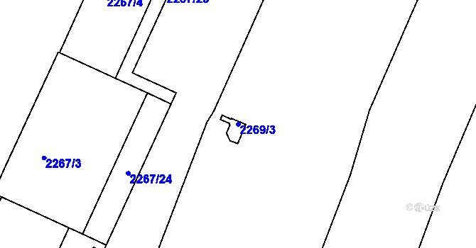 Parcela st. 2269/3 v KÚ Bílina, Katastrální mapa