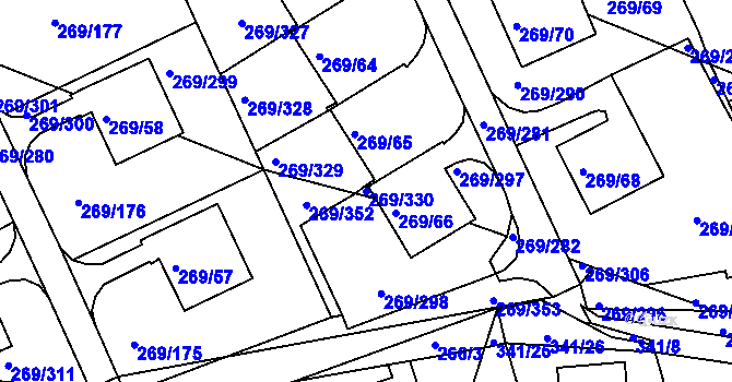Parcela st. 269/330 v KÚ Bílina, Katastrální mapa