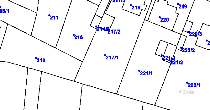Parcela st. 217/1 v KÚ Bílina, Katastrální mapa