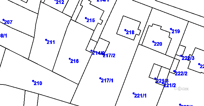 Parcela st. 217/2 v KÚ Bílina, Katastrální mapa
