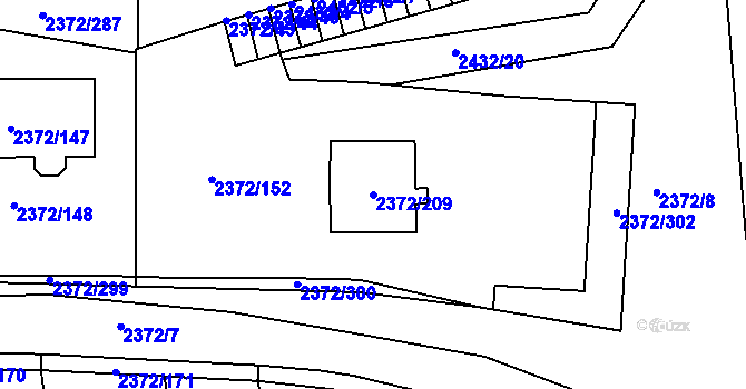 Parcela st. 2372/209 v KÚ Bílina, Katastrální mapa