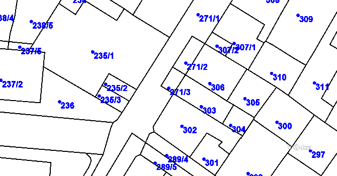 Parcela st. 271/3 v KÚ Bílina, Katastrální mapa