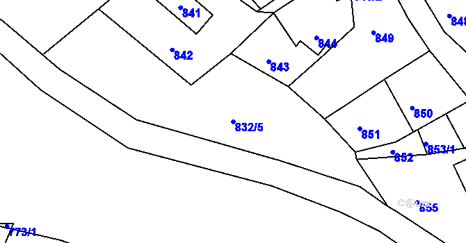 Parcela st. 832/5 v KÚ Bílina, Katastrální mapa