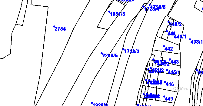 Parcela st. 2269/5 v KÚ Bílina, Katastrální mapa