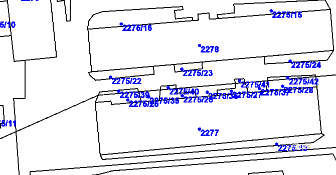 Parcela st. 2275/40 v KÚ Bílina, Katastrální mapa