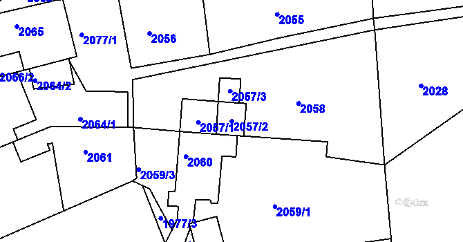 Parcela st. 2057/2 v KÚ Bílina, Katastrální mapa