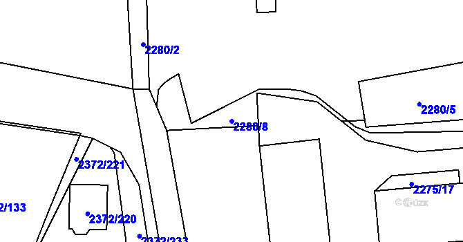 Parcela st. 2280/8 v KÚ Bílina, Katastrální mapa