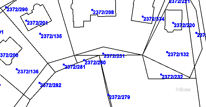 Parcela st. 2372/231 v KÚ Bílina, Katastrální mapa