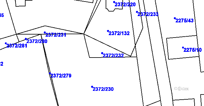 Parcela st. 2372/232 v KÚ Bílina, Katastrální mapa