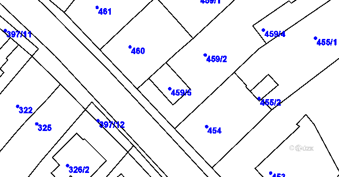 Parcela st. 459/5 v KÚ Bílina, Katastrální mapa