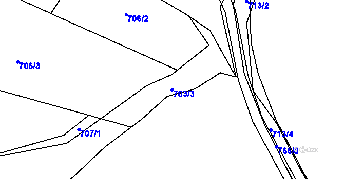 Parcela st. 703/3 v KÚ Bílina, Katastrální mapa