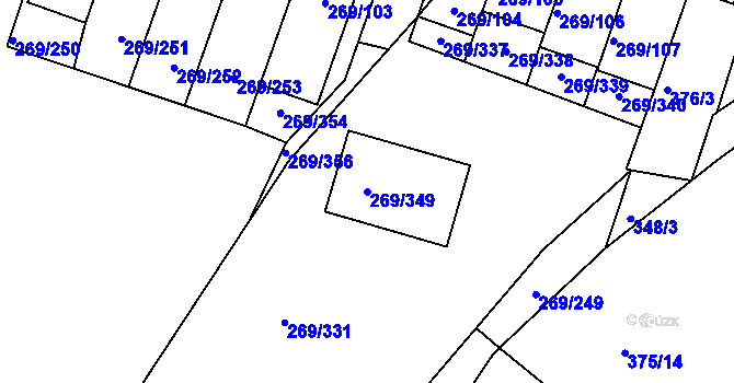 Parcela st. 269/349 v KÚ Bílina, Katastrální mapa