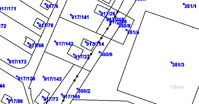 Parcela st. 350/9 v KÚ Bílina, Katastrální mapa
