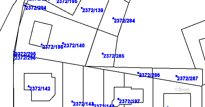 Parcela st. 2372/285 v KÚ Bílina, Katastrální mapa