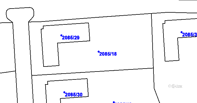 Parcela st. 2085/18 v KÚ Bílina, Katastrální mapa
