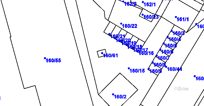Parcela st. 160/61 v KÚ Bílina, Katastrální mapa