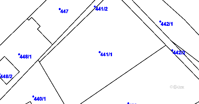 Parcela st. 441/1 v KÚ Bílina, Katastrální mapa