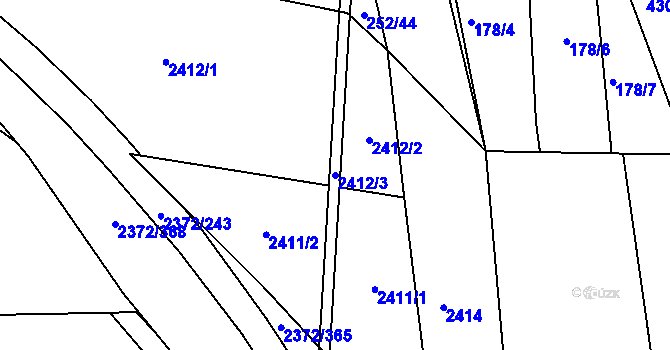 Parcela st. 2412/3 v KÚ Bílina, Katastrální mapa