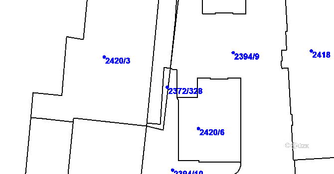 Parcela st. 2372/328 v KÚ Bílina, Katastrální mapa