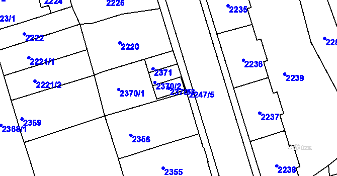 Parcela st. 2370/3 v KÚ Bílina, Katastrální mapa