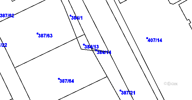 Parcela st. 384/14 v KÚ Bílina, Katastrální mapa