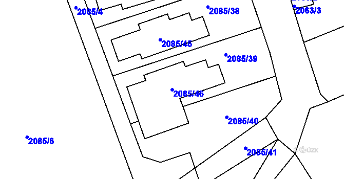 Parcela st. 2085/46 v KÚ Bílina, Katastrální mapa