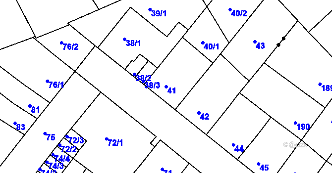 Parcela st. 41 v KÚ Bílina-Újezd, Katastrální mapa