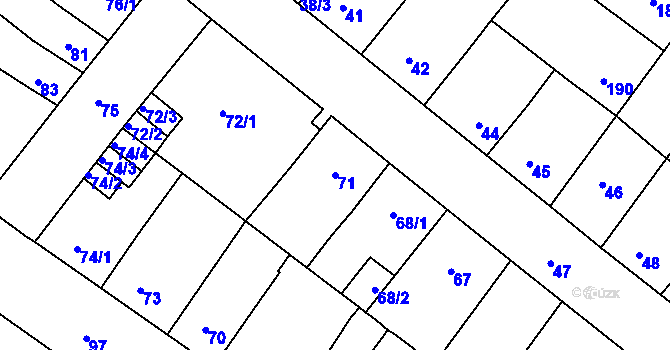 Parcela st. 71 v KÚ Bílina-Újezd, Katastrální mapa