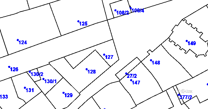Parcela st. 127 v KÚ Bílina-Újezd, Katastrální mapa